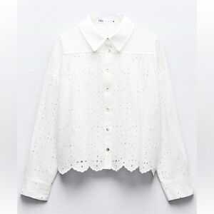 NWT ZARA OPENWORK EMBROIDERY SHIRT S